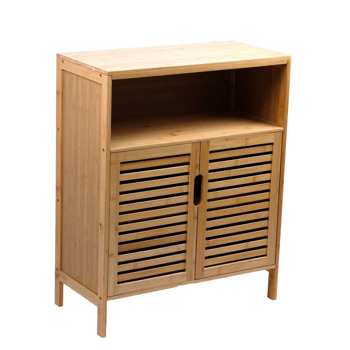 Armario de baño de bambú con 3 estantes, 81 x 65 x 31 cm, color natural
