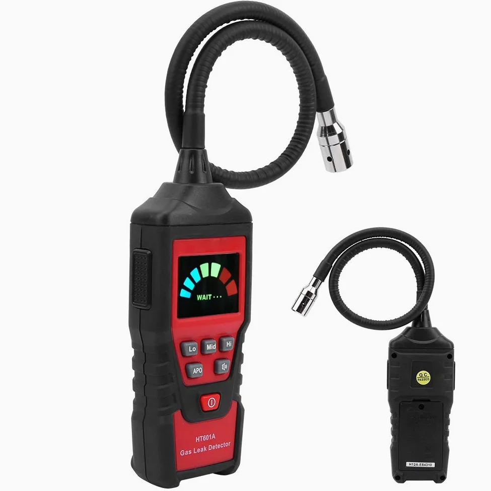 Analizador de Gases de Combustión Portátil, HT601A Detector de Gas Combustible LED Probador de Fugas de Gas Medidor de Fugas de Gas