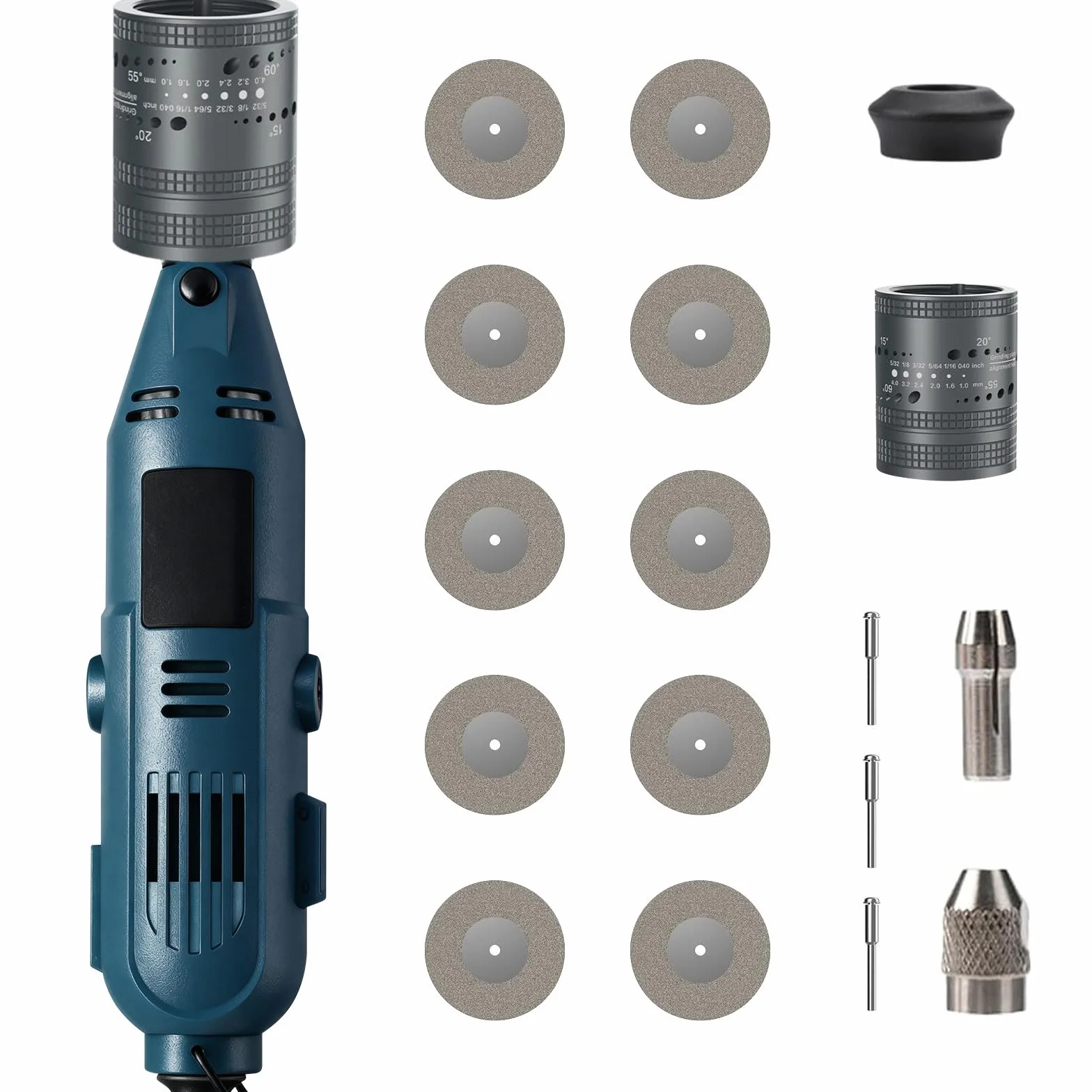 Afilador de electrodos de 260 W para soldadura TIG, juego de afilador de electrodos de tungsteno para soldadura, 6 tamaños, 8 ángulos, lijadora WIG con bloque de lijado plano, ranura de separación, 10