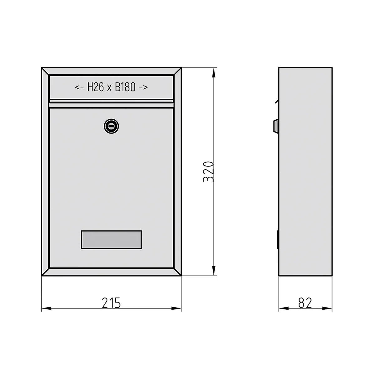BASI Juego de 6 buzones de pared de acero, color negro mate, con placa para nombre, cerradura cilíndrica con 2 llaves cada una, incluye material de fijación, sistema de buzón, 6 unidades