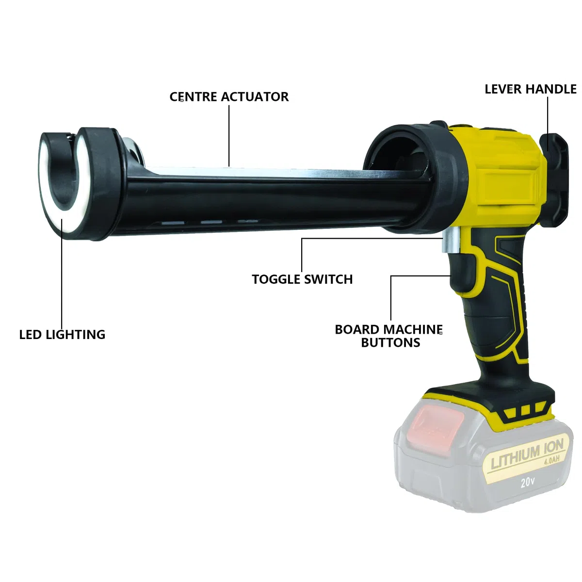 Pistola de cartuchos sin cable batería para DeWalt 20V Max con luz LED y 4 velocidades ajustables Para reparar baldosas y sellar encimeras de cocina