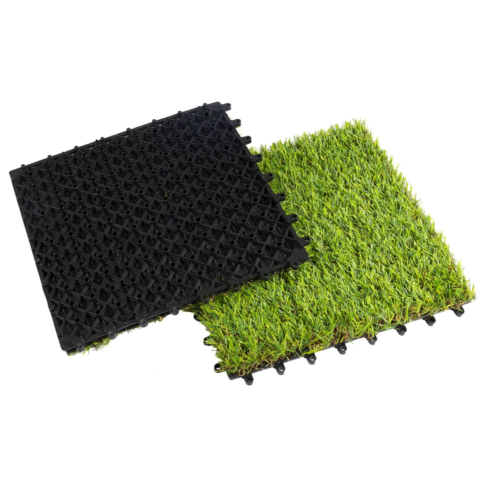 Floordirekt Azulejos de césped de 30 x 30 cm, 2 m² = 22 baldosas para terraza, balcones – Suelo para balcón y terraza – resistente a la intemperie con función de drenaje | hierba