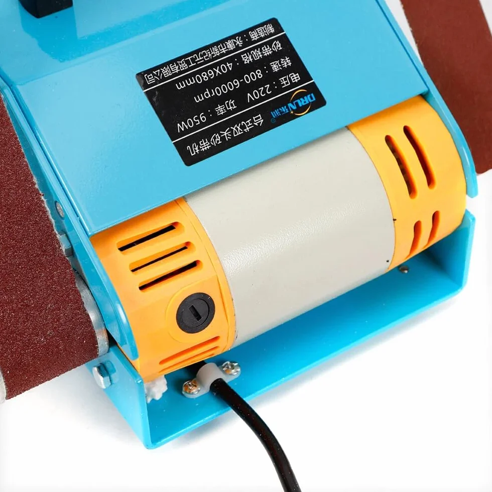 950W 800-6000RPM Electric Belt Sander Double Axis Sanding Disc Sander Abrasisive Belt Grinding Machine Double Shaft Belt Grinder Bench Grinder, para la molienda de madera de metal plástico
