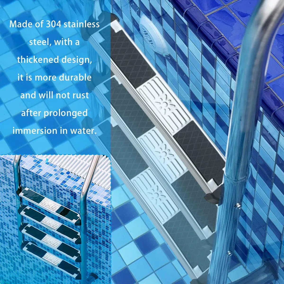 Peldaños para Escalera Piscina, 2 Piezas Peldaño Piscina Antideslizante Escalera Repuesto Acero Inoxidable General Escalera Piscina Accesorios Antideslizantes Piezas Escalera Piscina Pedal Escalera