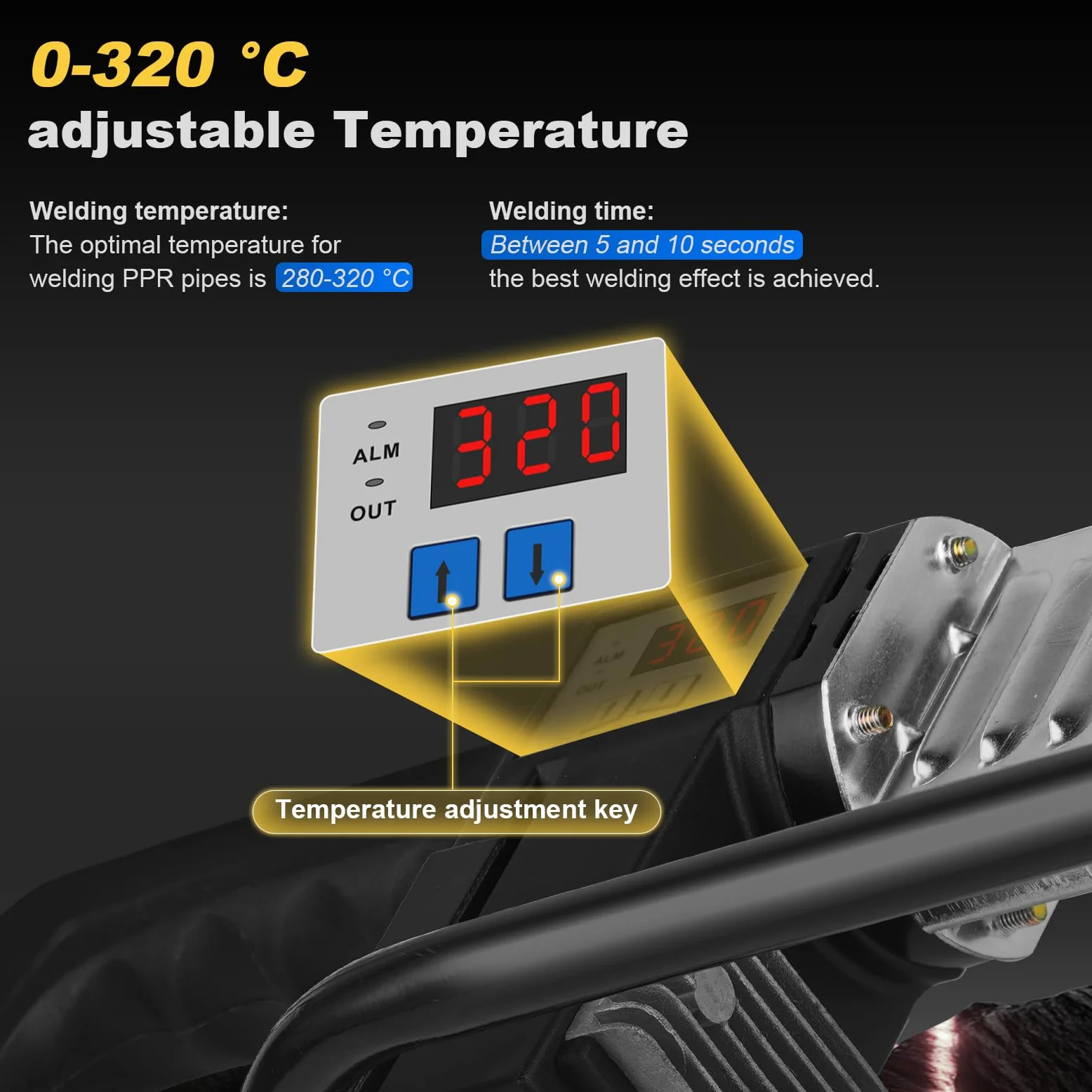 BAOSHISHAN Soldador de Tubería de Plástico Máquina de Soldadura de Tubo con Pantalla Digital 20-63 mm para PPR/PE/PP 1000W 220V
