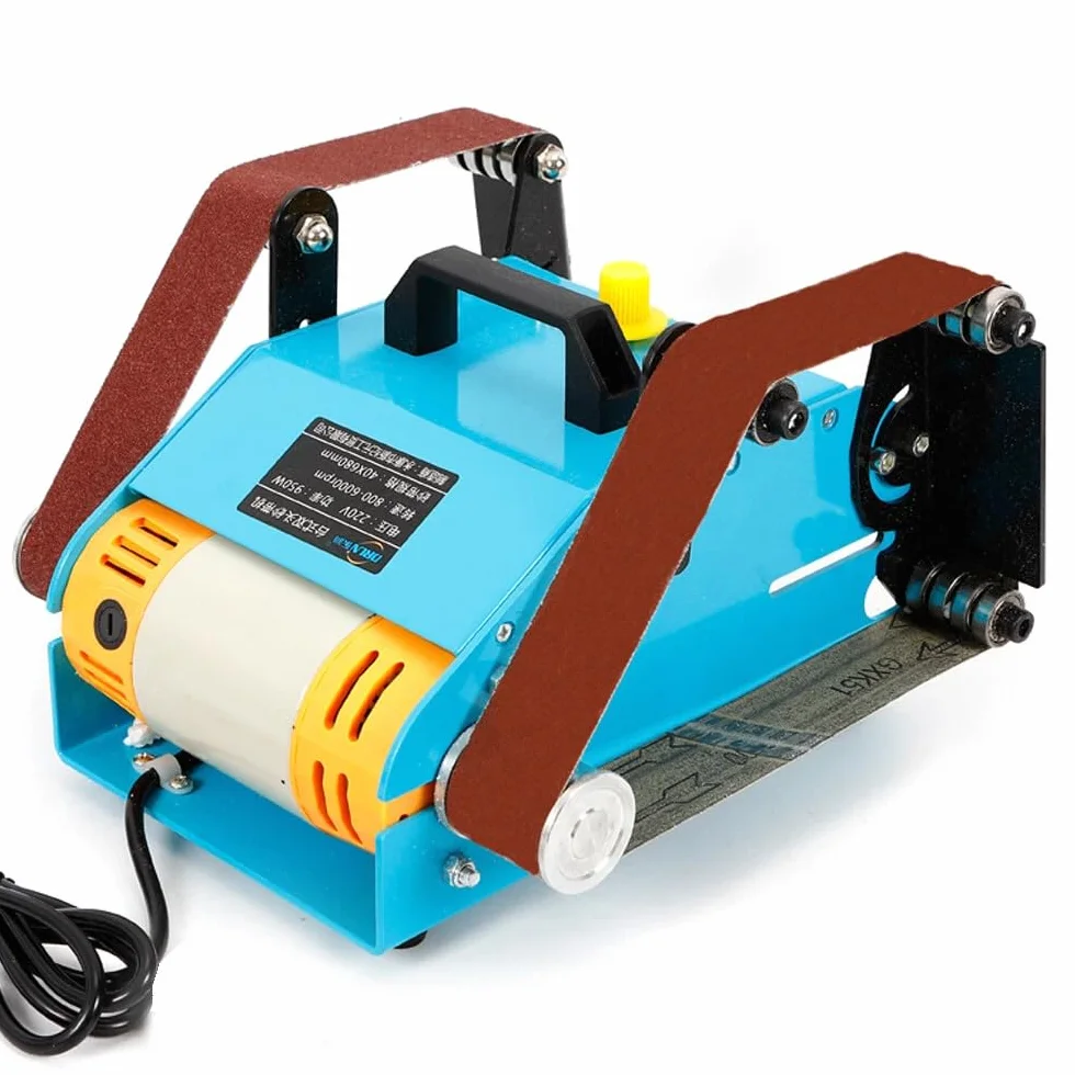 950W 800-6000RPM Electric Belt Sander Double Axis Sanding Disc Sander Abrasisive Belt Grinding Machine Double Shaft Belt Grinder Bench Grinder, para la molienda de madera de metal plástico