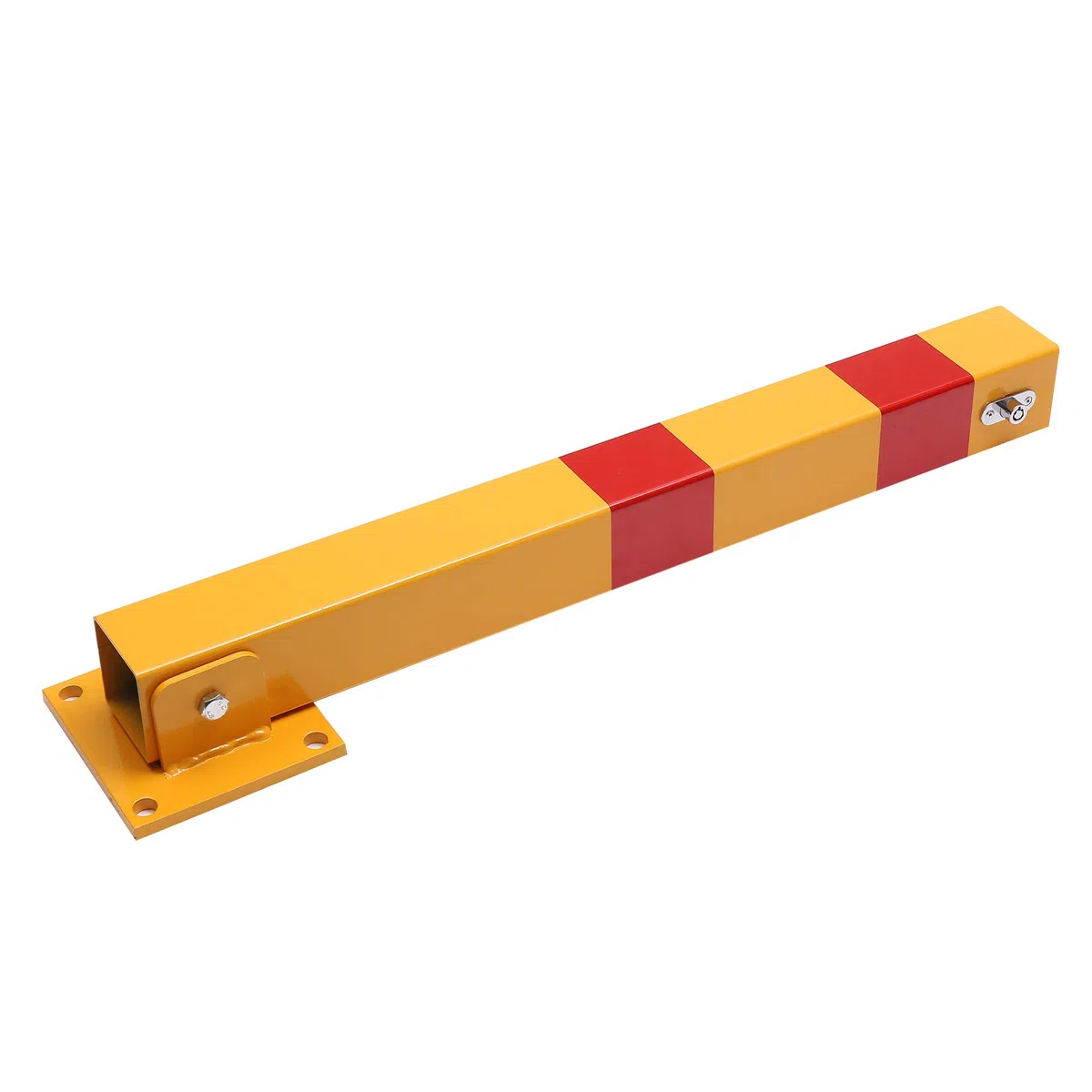 KATSU Bolardo de Bloqueo de Espacio para Estacionamiento de Automóviles Acero sólido Bloqueable Plegable Poste de Barrera de Parking de Coche, Amarilla y Roja, Cerradura superior, 70cm de Altura
