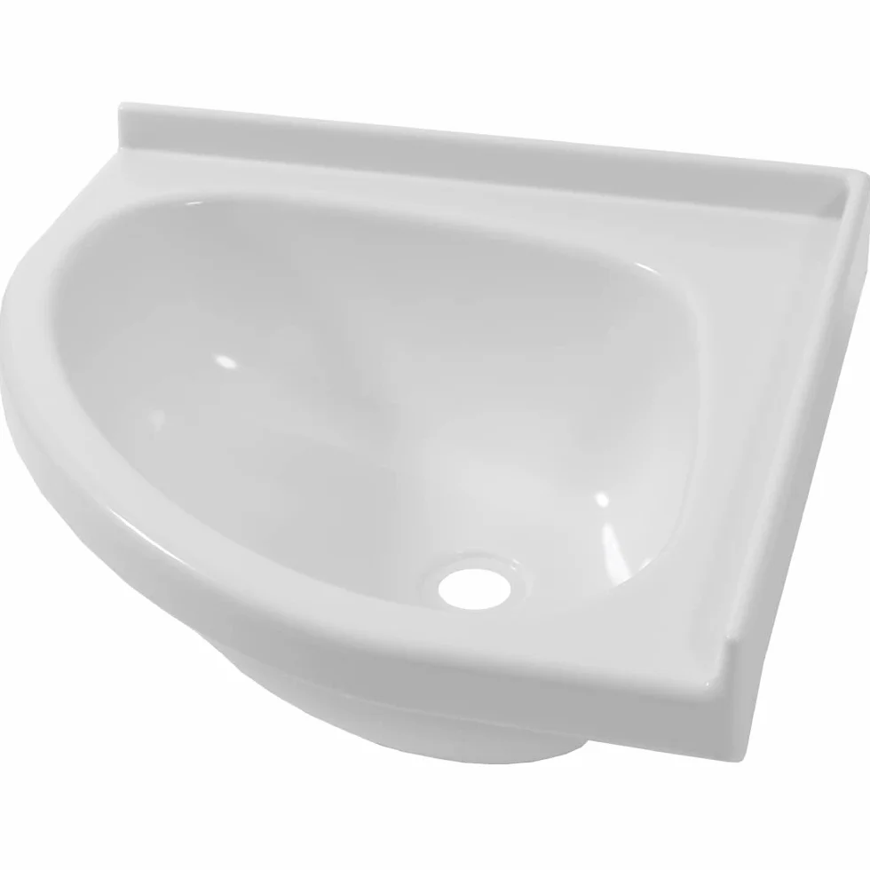 Lavabo esquinero Comet pro-Styling, ideal para espacios pequeños, 345 x 345 x 145 mm, ovalado, color blanco, montaje en pared