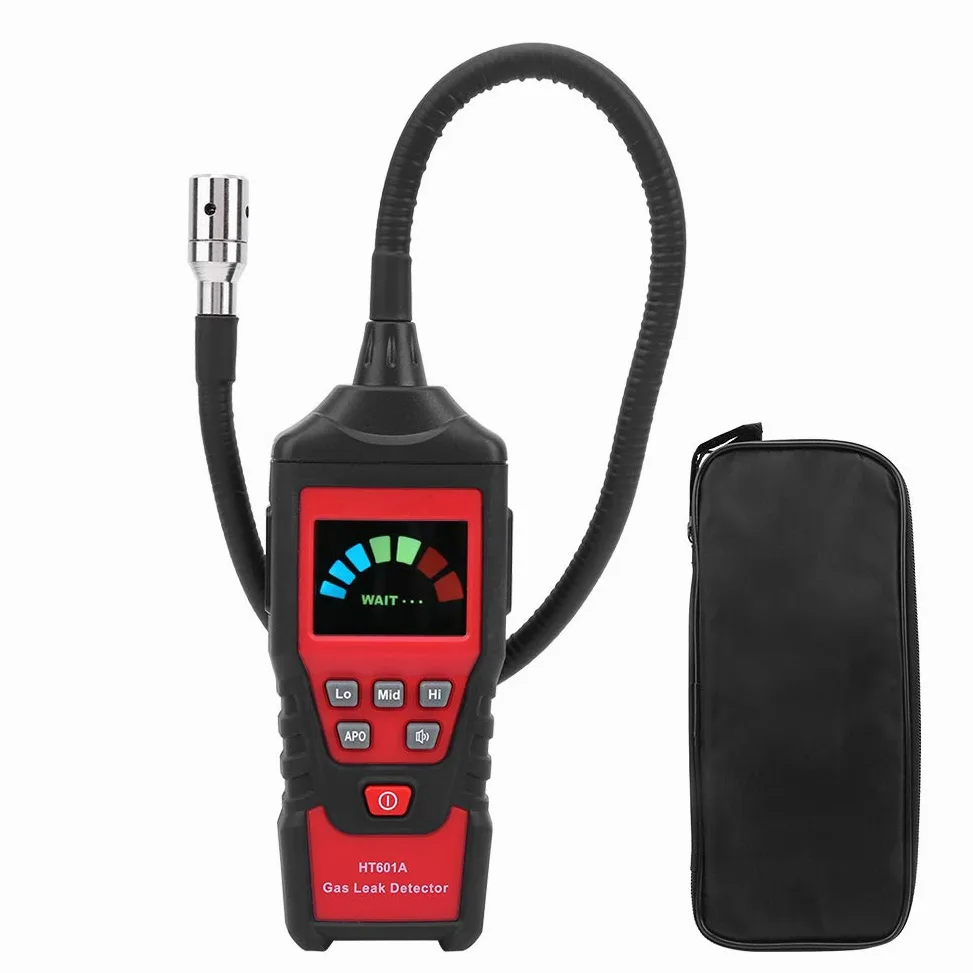 Analizador de Gases de Combustión Portátil, HT601A Detector de Gas Combustible LED Probador de Fugas de Gas Medidor de Fugas de Gas