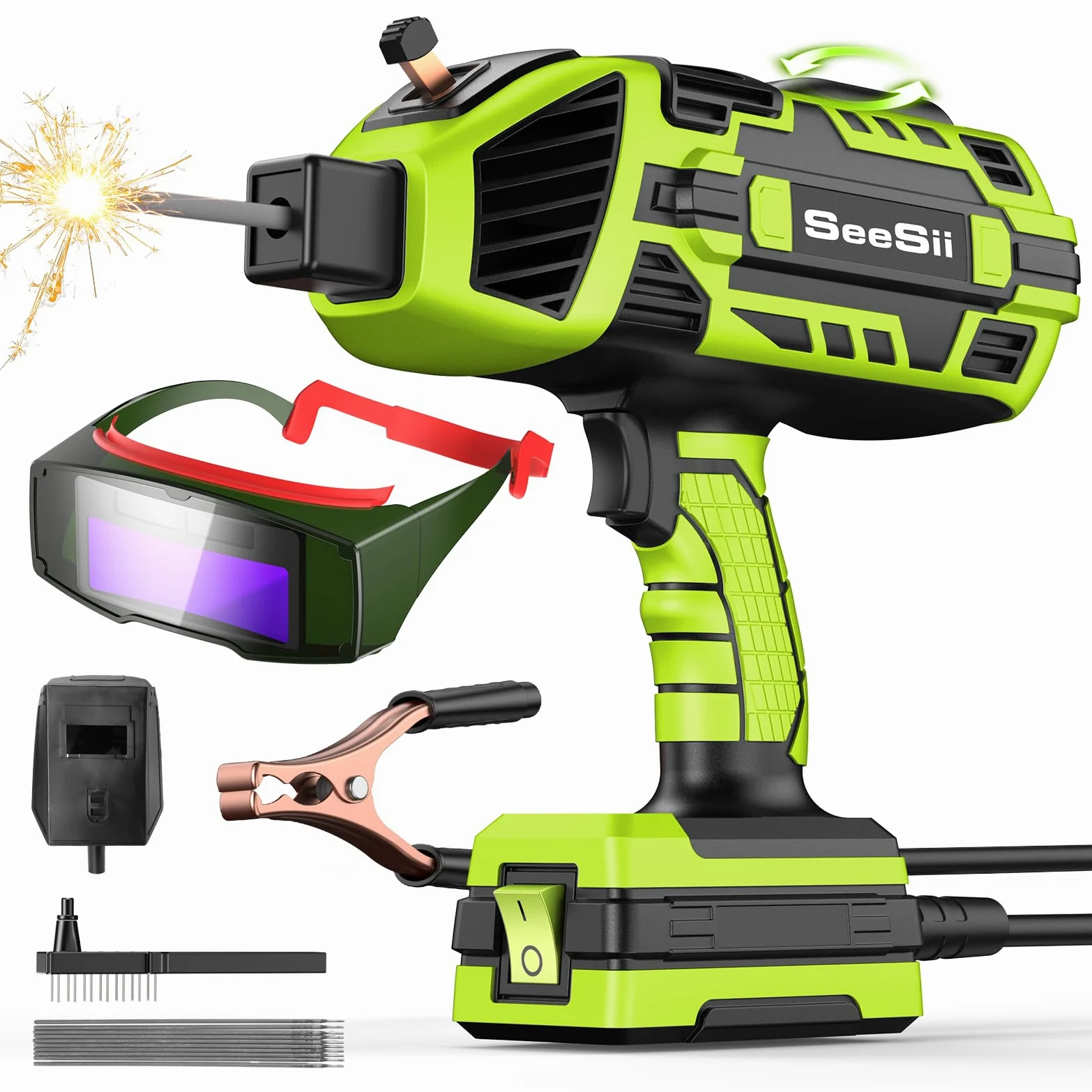 SEESII 220 V Soldador al Arco - FA202G Soldador Eléctrico Arco de Mano con IGBT y Ajuste Variable de Corriente para Varilla de Soldar 2,4 mm - 3,2 mm