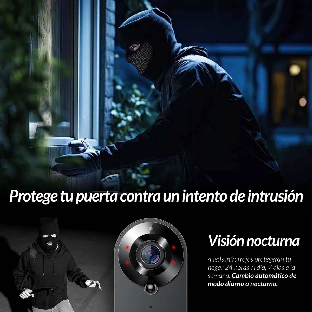 Mirilla Digital WiFi Outdoor AYR 761. Protege TU Puerta. Sensor de Movimiento, Infrarrojos y visión Nocturna. Pruébame con Alexa y Google Home.