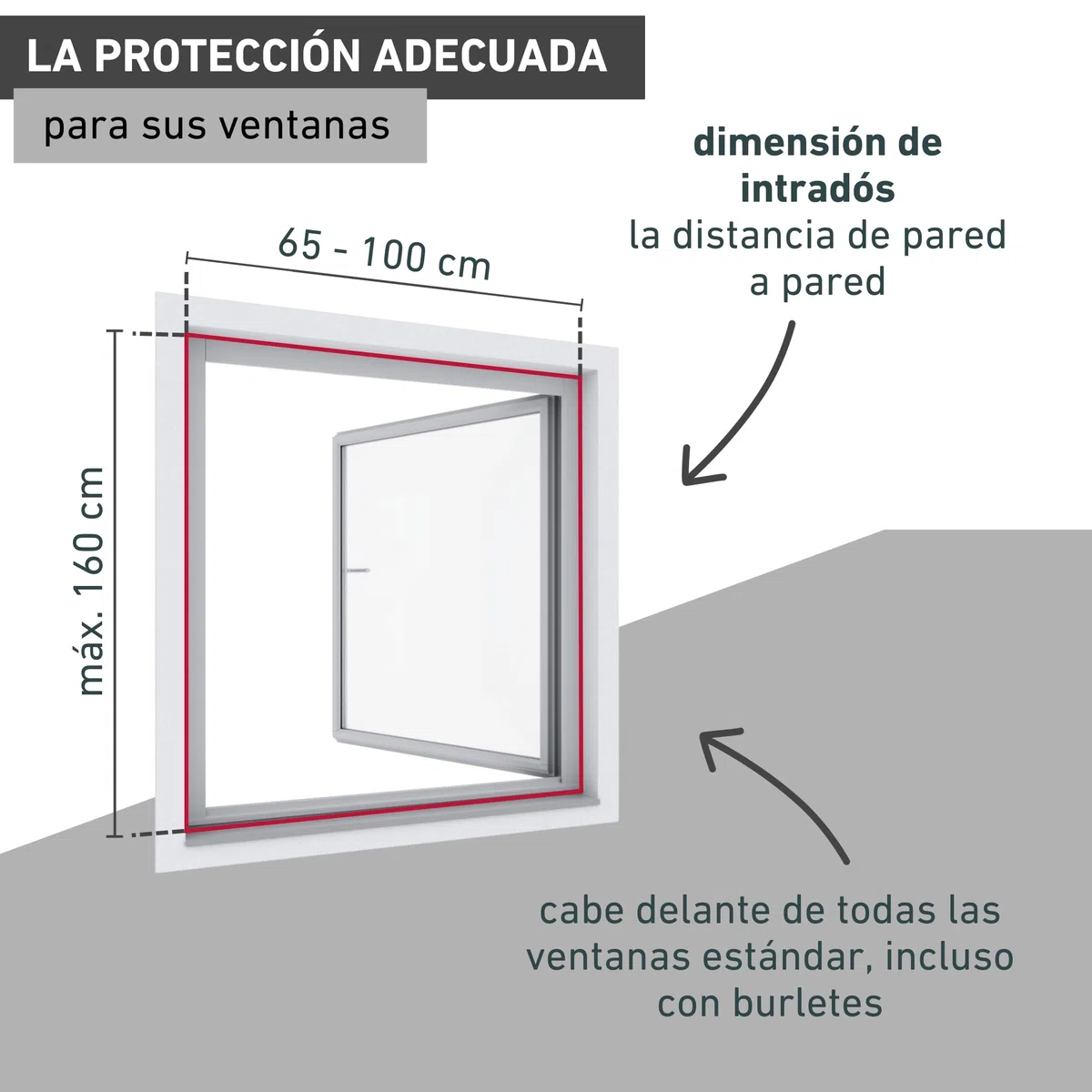 Windhager Cortina Enrollable, mosquitera, Marco de Aluminio para Ventanas, acortable Individualmente, 100 x 160 cm, Blanco, 04320