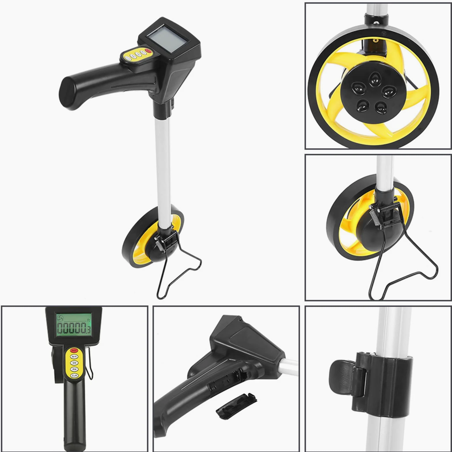 Rueda Medidora de Distancia Digital conPlegable, Pantalla Grande, Rueda Antideslizante, Adecuada para Carreteras, Aceras o Terrenos