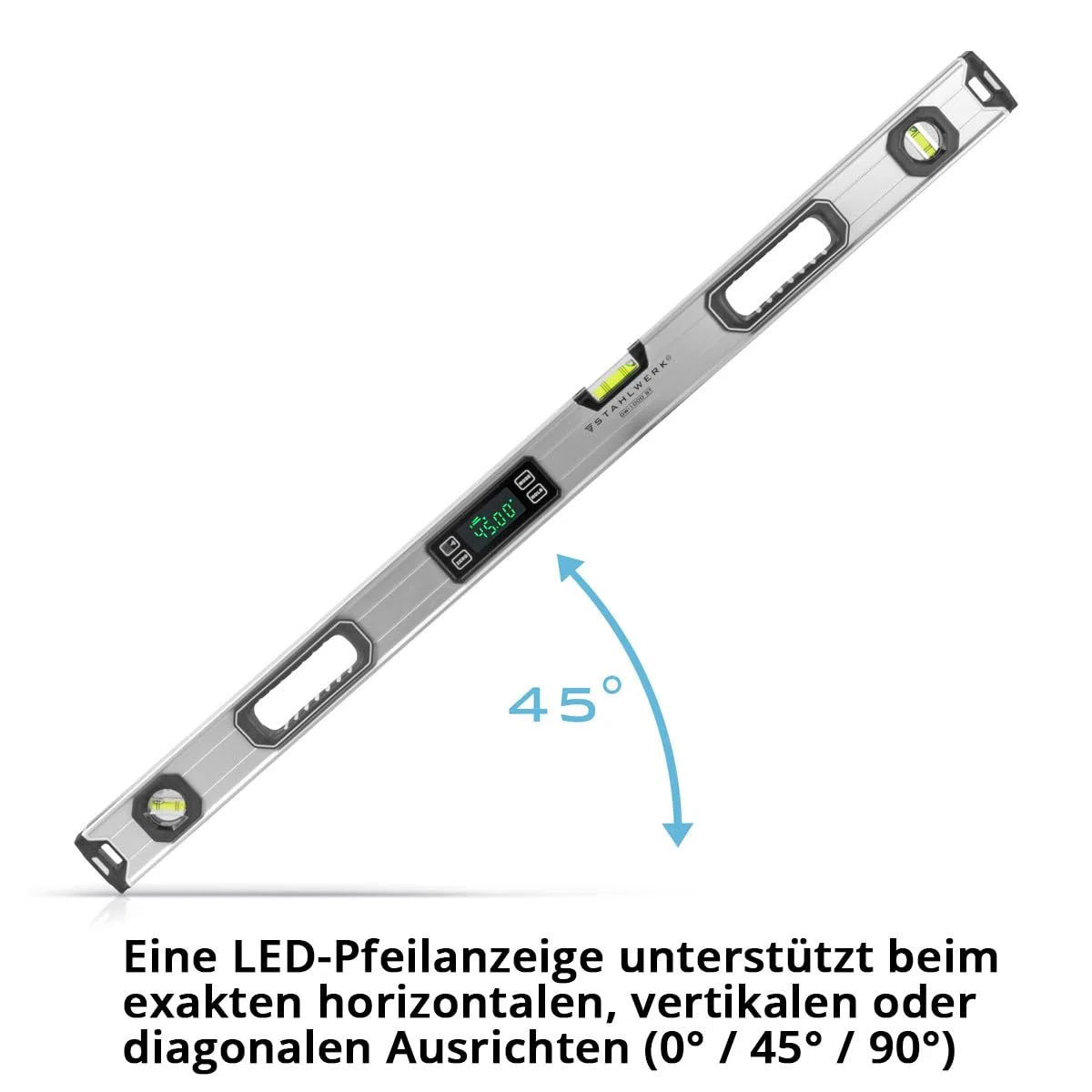 STAHLWERK nivel de burbuja digital DW-1000 ST de aluminio con 1000 mm de longitud nivel de burbuja magnético | nivel de burbuja magnético | nivel de burbuja de aluminio | nivel de burbuja digital