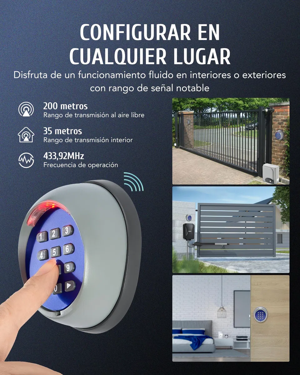 CO-Z Teclado Inalámbrico para Motores Puertas de Marca CO-Z, Sistema de Seguridad para el Hogar con Alcance de 200 m, Transmisor Inteligente sin Cables para Uso Interior y Exterior