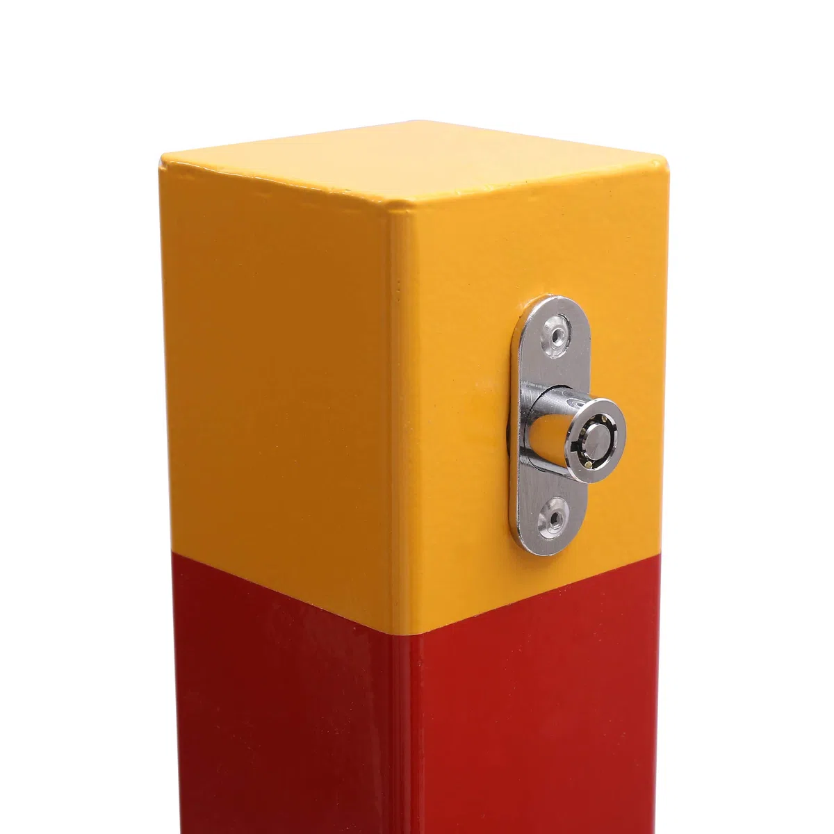 KATSU Bolardo de Bloqueo de Espacio para Estacionamiento de Automóviles Acero sólido Bloqueable Plegable Poste de Barrera de Parking de Coche, Amarilla y Roja, Cerradura superior, 70cm de Altura