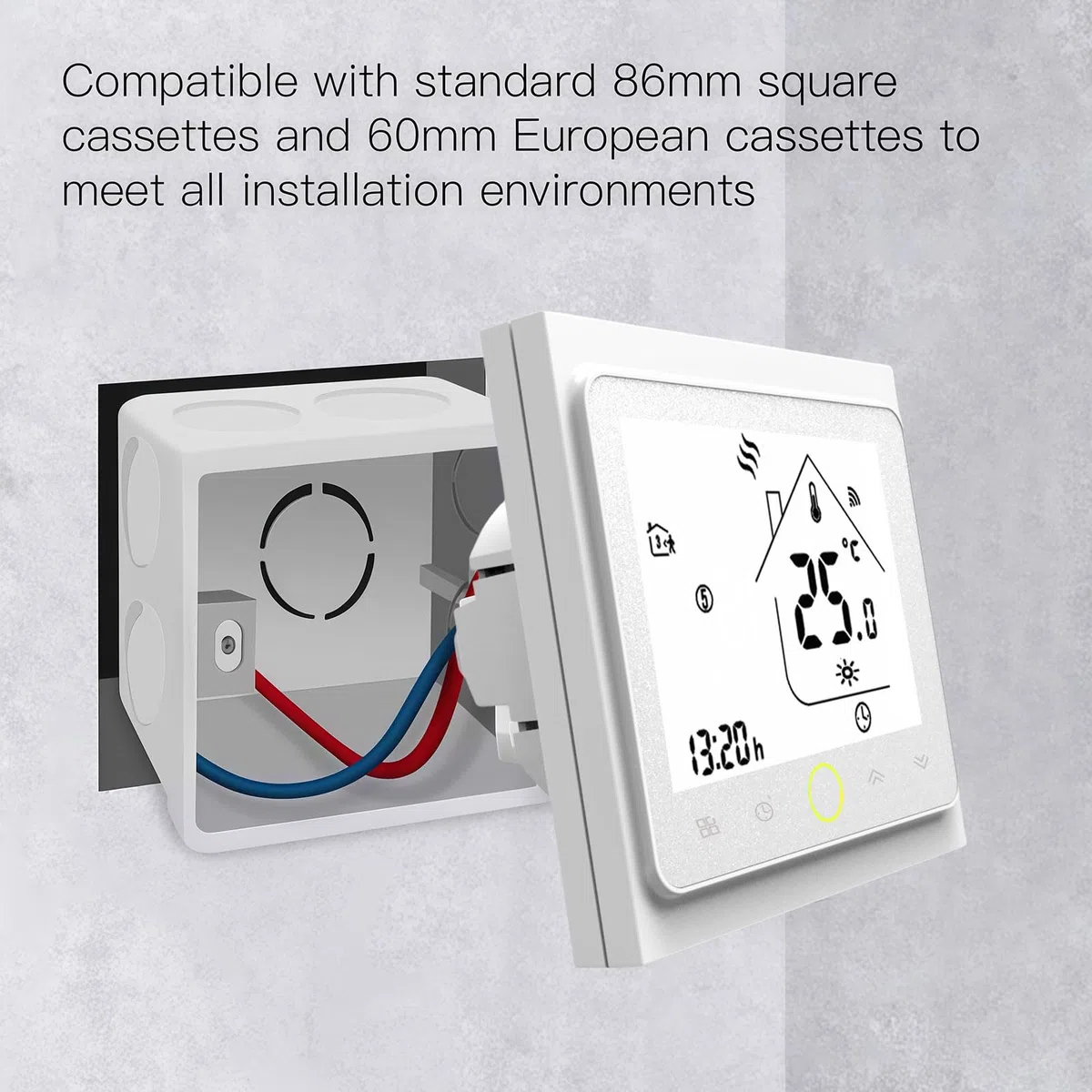 002 Serie Wi-Fi Termostato - Termostato con Pantalla Táctil Programable para Calefacción o Aire Acondicionado - Control Remoto Desde Teléfono Móvil Compatible con Alexa, Google Home e IFTTT