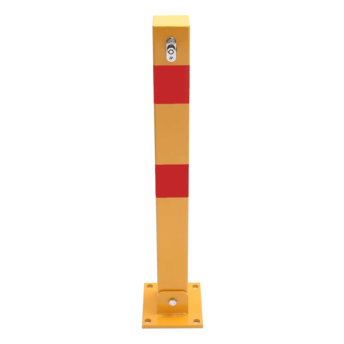 KATSU Bolardo de Bloqueo de Espacio para Estacionamiento de Automóviles Acero sólido Bloqueable Plegable Poste de Barrera de Parking de Coche, Amarilla y Roja, Cerradura superior, 70cm de Altura