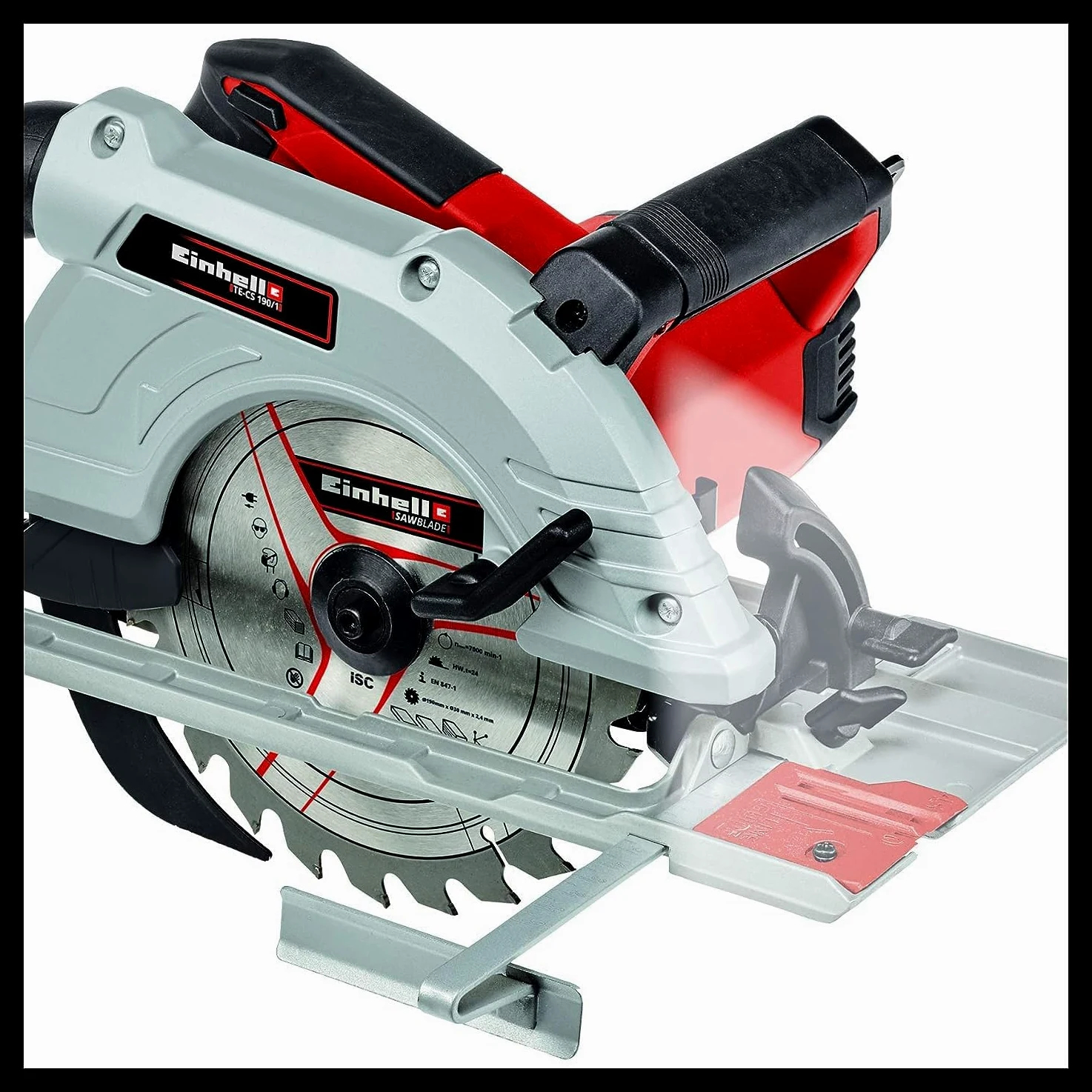 Einhell Sierra circular manual TE-CS 190/1 (1500 W, 5.500 min-1, ajuste sin herramientas, gran estribo de agarre, mesa de sierra de aluminio, bloqueo de husillo, incl. hoja de metal duro)