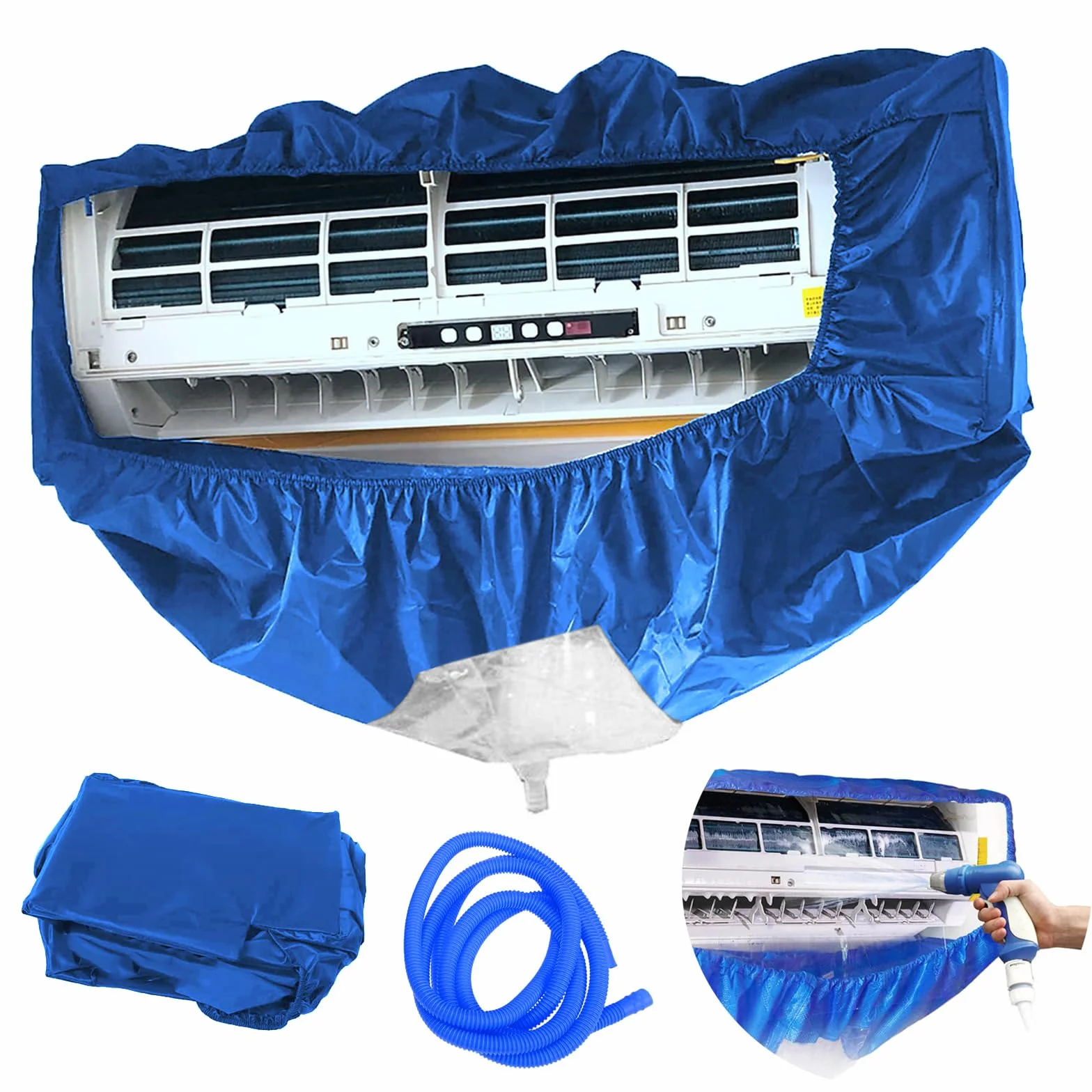 Kit de Limpieza de Aire Acondicionado - Paquete de Mantenimiento de Aire Acondicionado de Pared con Práctica Funda para Limpieza de Aire Acondicionado Split - Versátil y Duradera (Azul)