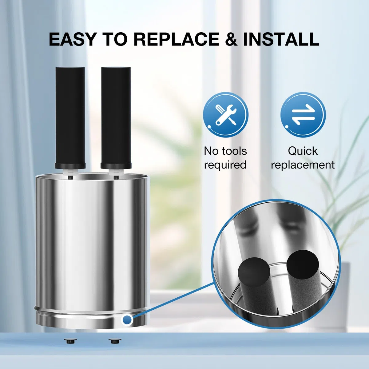Purewell BB8 - Elementos de purificación de repuesto negros - 2 filtros de repuesto para purificadores de agua, compatibles con sistemas de ultrafiltración por gravedad