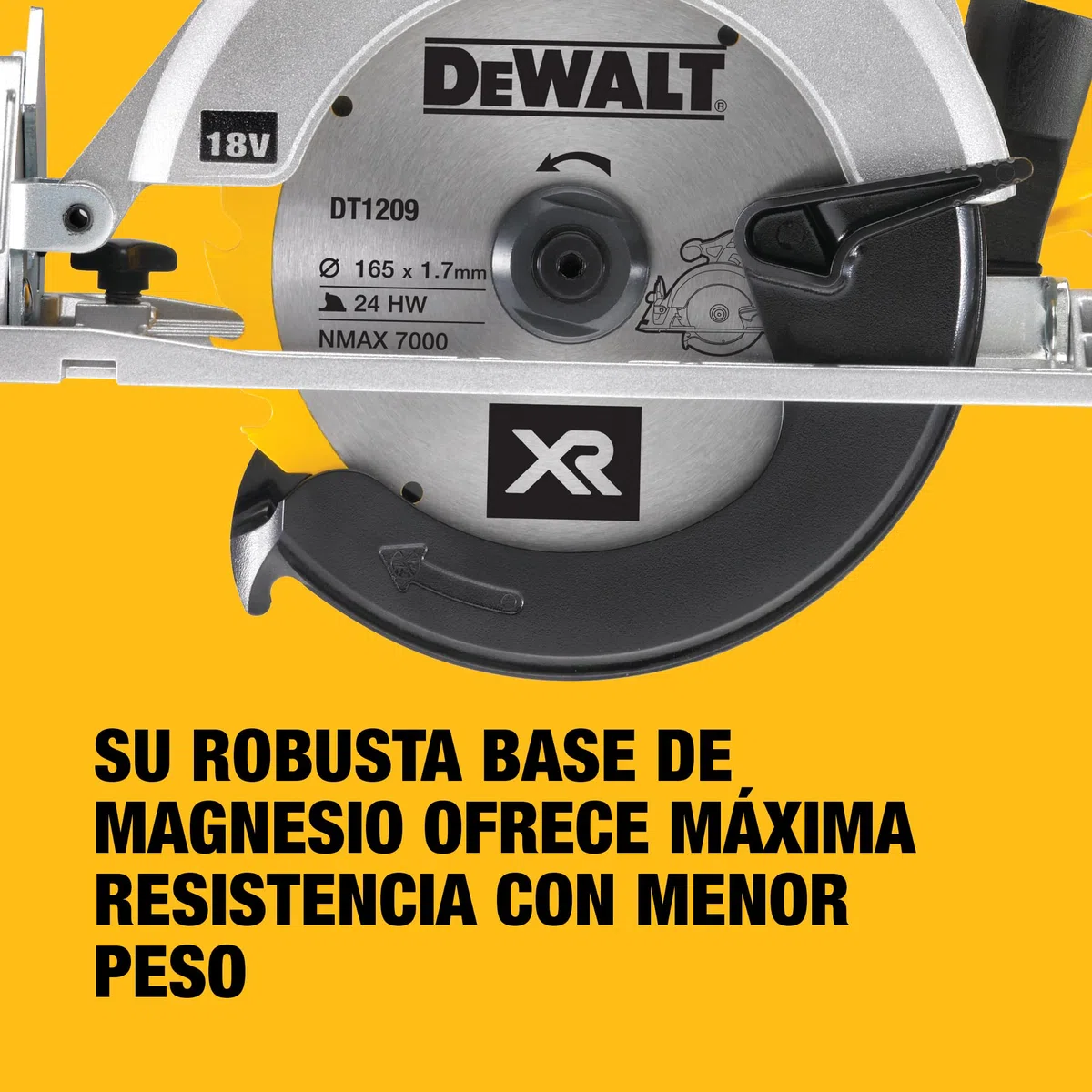 DEWALT Sierra Circular XR 18V, 460W, Disco de 165 mm, Profundidad de Corte Max. 55 mm, Velocidad 5150 rpm, Empuñadura Ergonómica, Incluye Maletín TSTAK, Sin Batería ni Cargador, DCS391NT-XJ