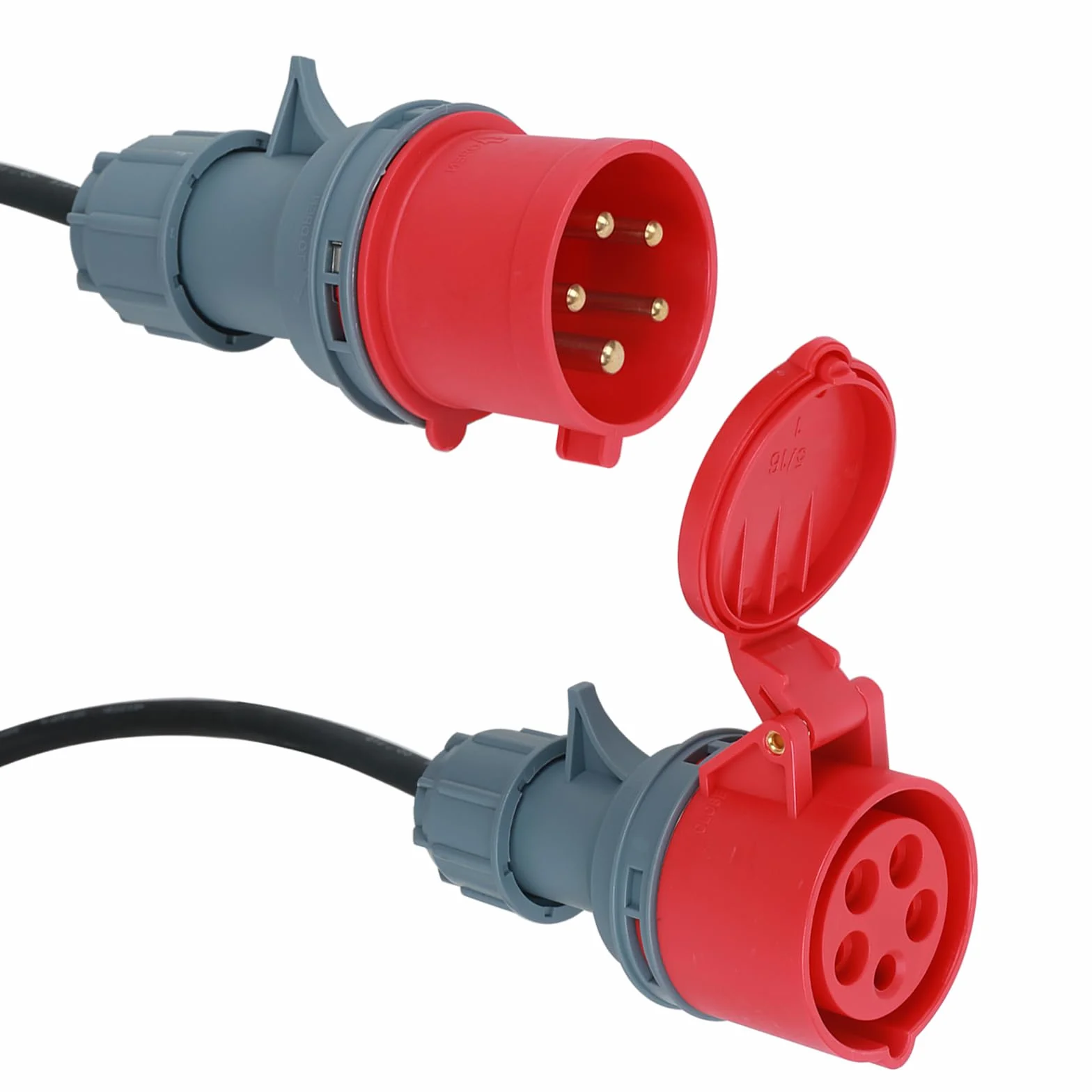 Adaptador CEE de 63 A a 32 A, 400 V 63 A a 32 A con fusible de 32 A, acoplamiento de corriente fuerte, 5G4/5G6 5P CEE adaptador de corriente enchufe y enchufe con interruptor de protección