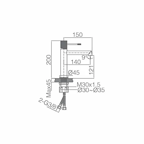 IMEX - Grifo de lavabo monomando de baño - SERIE LINE Gris Mate y Champagne - BDD038-1GC