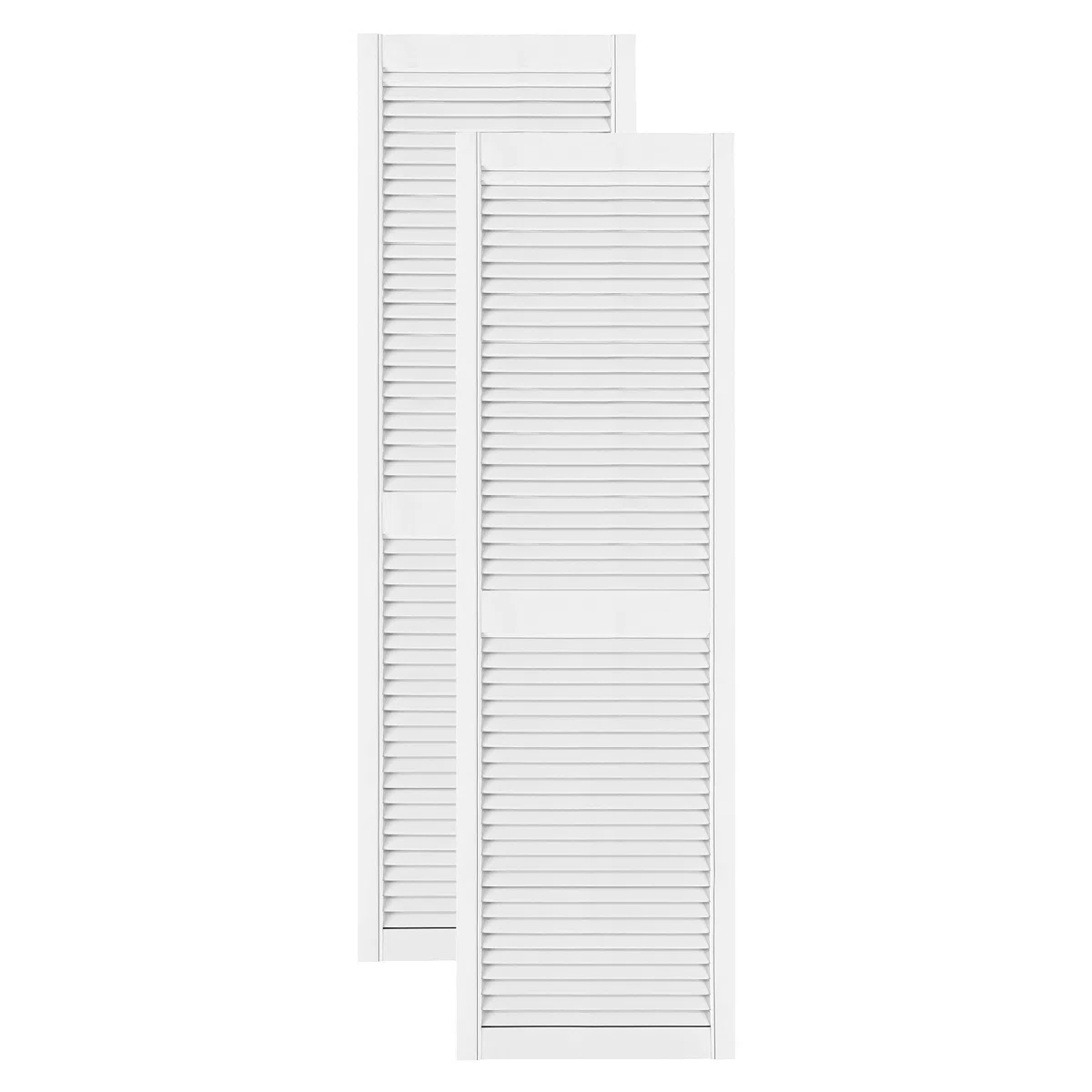 DecoMeister Puerta de Celosia Tipo Persiana Blanca con Marco de Madera Maciza de Pino Frente de Mueble Imprimado con Lamas Listones Abiertos de Dimensiones 494x1700 mm Juego de Dos Piezas
