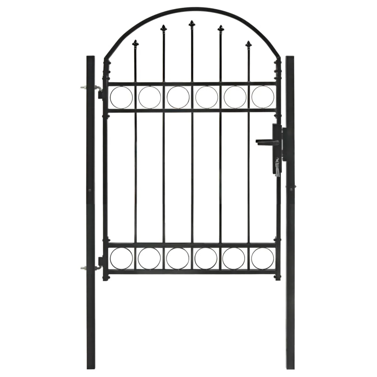 Puerta de jardín con Arco Superior 100x125 cm Acero Negro, Puertas para Jardin, Puertas De Exterior, Valla Jardín, Rejas para Puertas De Entrada