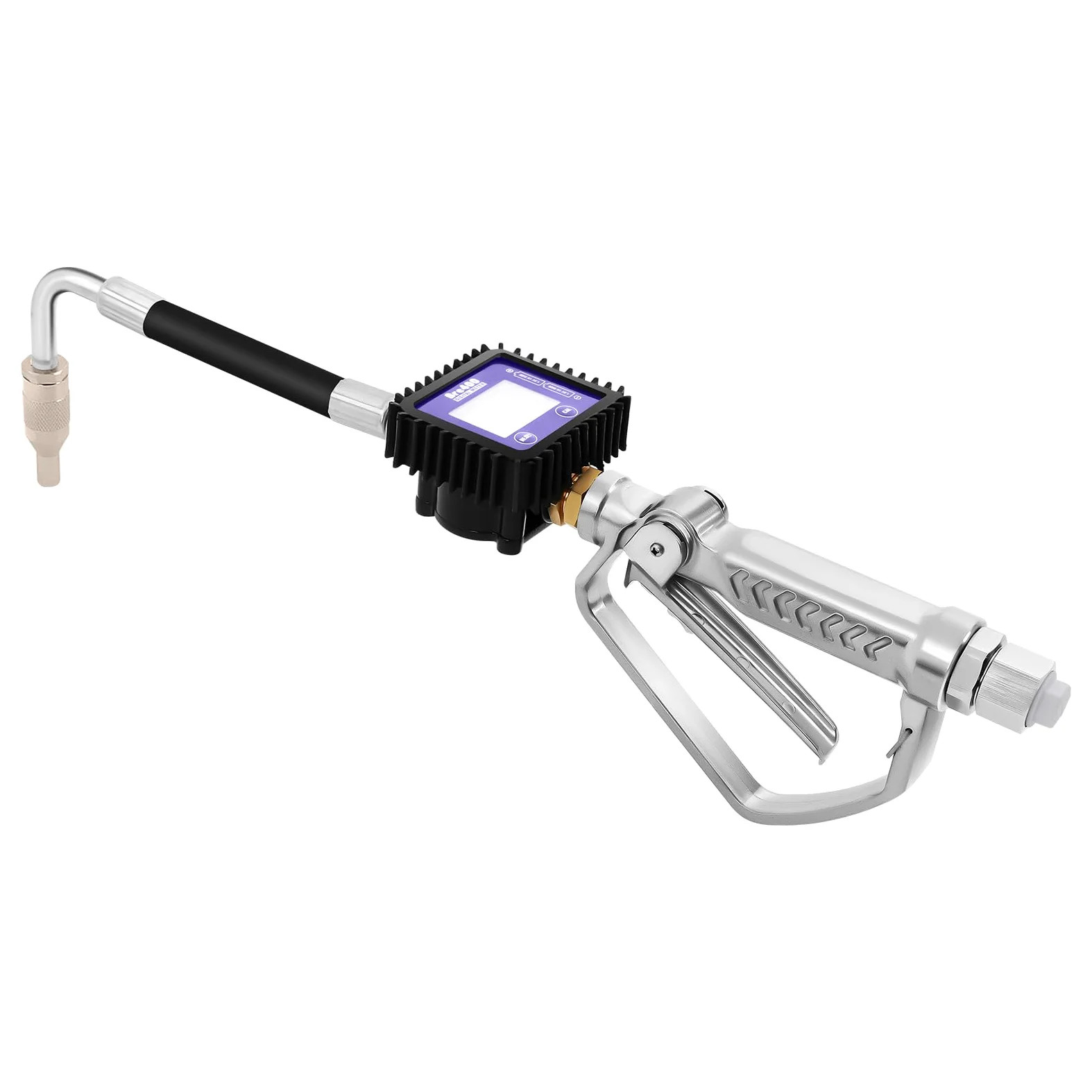 Pistola de medición electrónica de aceite con tubo rígido, pantalla LCD de 5 dígitos y 4 unidades (L, GAL, PT, QT), pistola de reabastecimiento de combustible con batería e indicador de volumen