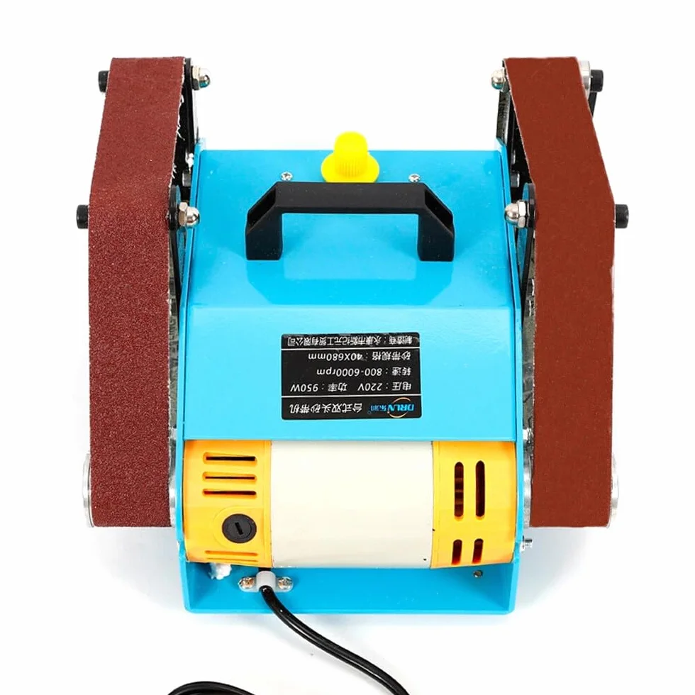 950W 800-6000RPM Electric Belt Sander Double Axis Sanding Disc Sander Abrasisive Belt Grinding Machine Double Shaft Belt Grinder Bench Grinder, para la molienda de madera de metal plástico
