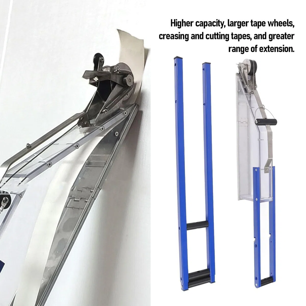 Herramienta de cinta para paneles de yeso, dispensador manual de barro con capacidad de 2,5 L y barra de extensión ajustable para acabado de costuras y parches