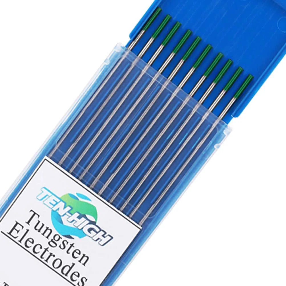 TEN-HIGH tig Electrodos de tungsteno Electrodos de soldadura, Tungsteno puro verde, Para soldadura AC, 2.4 mm x 150 mm