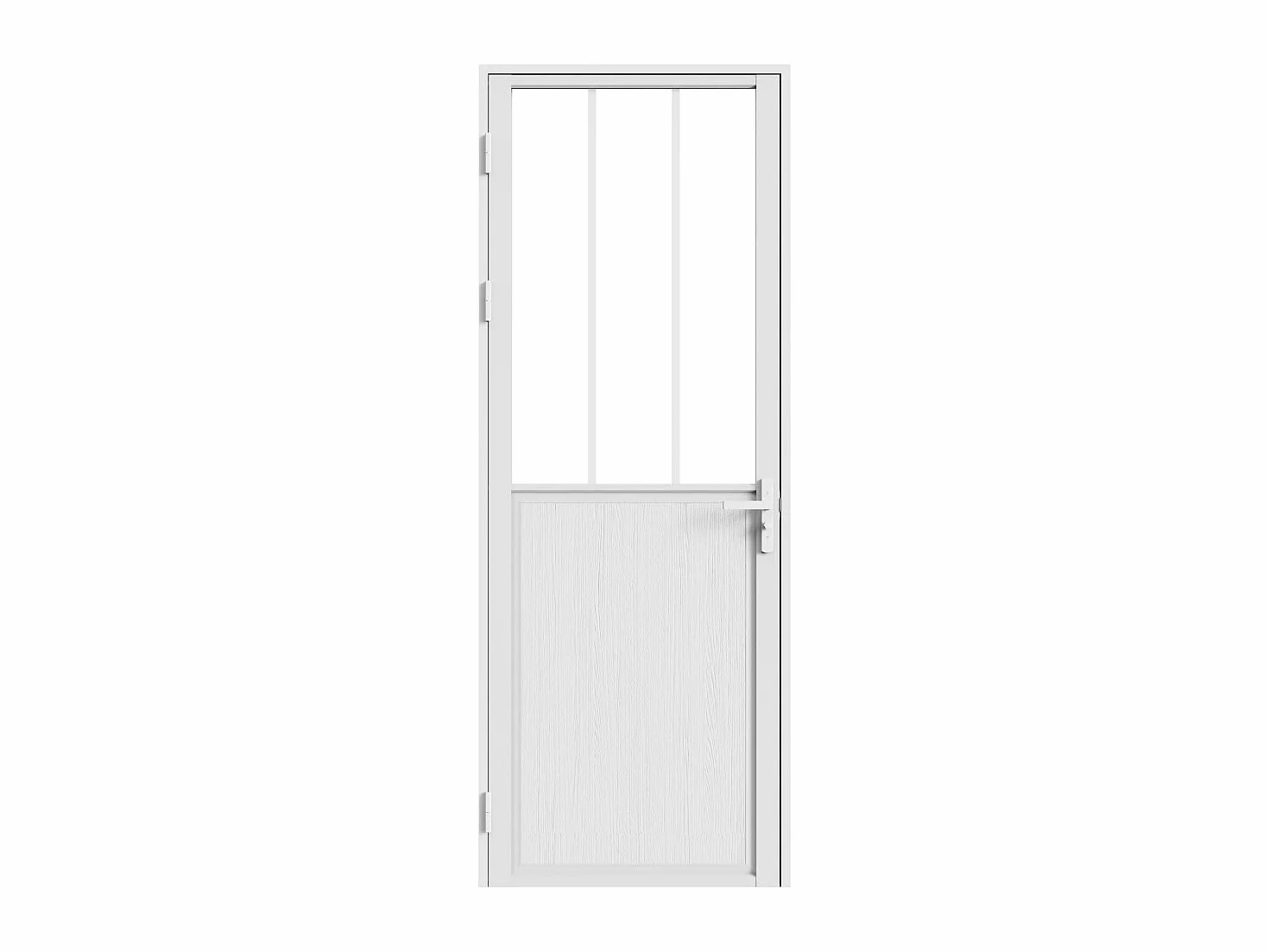 Vente-unique-Bloque de puerta reversible de aluminio y vidrio templado estilo taller - Alt. 204 x An. 83 cm - Blanco - ERMELO
