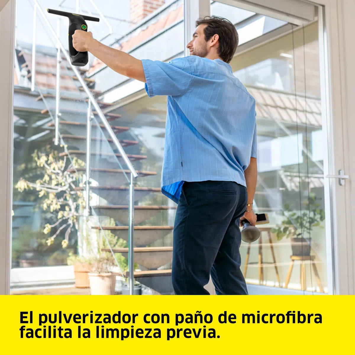 KÄRCHER limpiadora de cristales con batería WV 2 Universal Precision+ Black, autonomía: 35 min, depósito: 120 ml, 2 boquillas, botella pulverizadora con paño de microfibra, 20 ml de limpiacristales