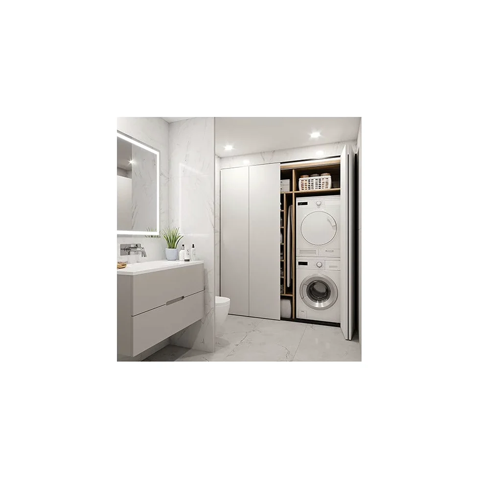 Emuca - Sistema para 2 puertas correderas de madera colgadas y plegables, sin guiador inferior, cierre suave, Aluminio anodizado