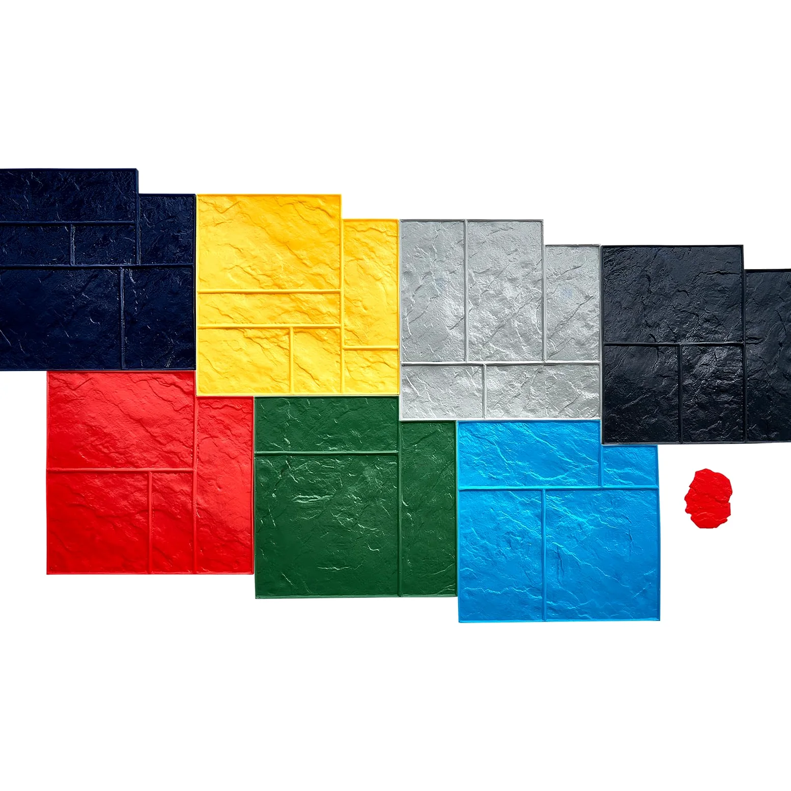 VEVOR Alfombrilla para Sellos de Hormigón 7 Piezas 618x618 mm Textura de Poliuretano para Revestimiento de Hormigón para Impresión de Suelo de Pizarra Moldes de Hormigón para Decoración de Exteriores