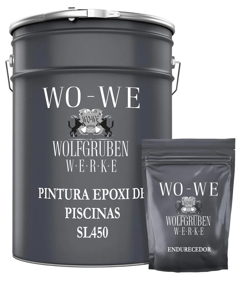WO-WE Pintura de Resina Epoxi para Piscinas - Revestimiento Duradero para Cemento y Baldosas SL450 Blanco perla - 2,5Kg