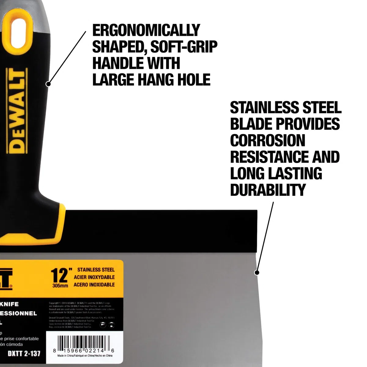 DEWALT DTXX-2-137 - Cuchillo de cinta de acero inoxidable de 12 pulgadas