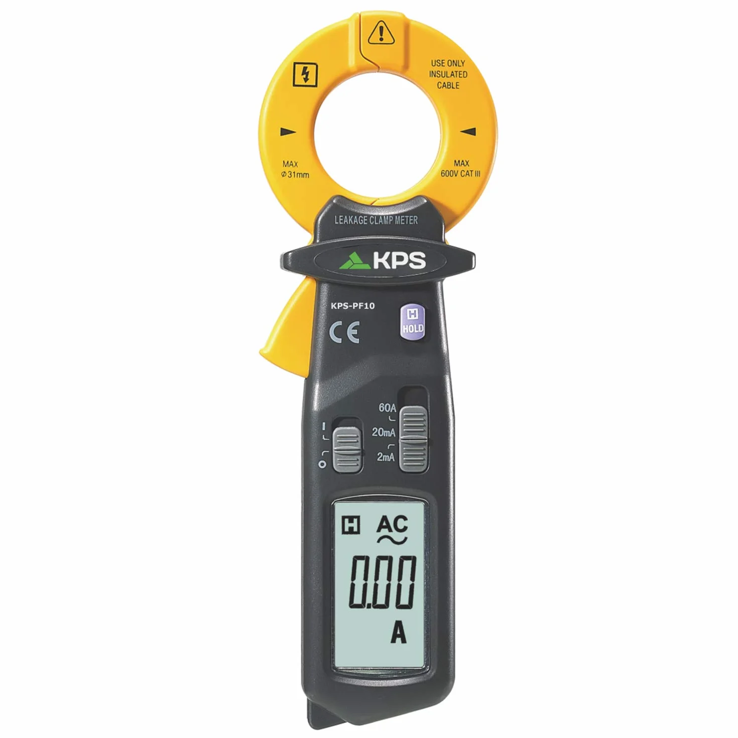 KPS-PF10 Pinza de fugas de corriente CA 60A 2000 cuentas CAT III