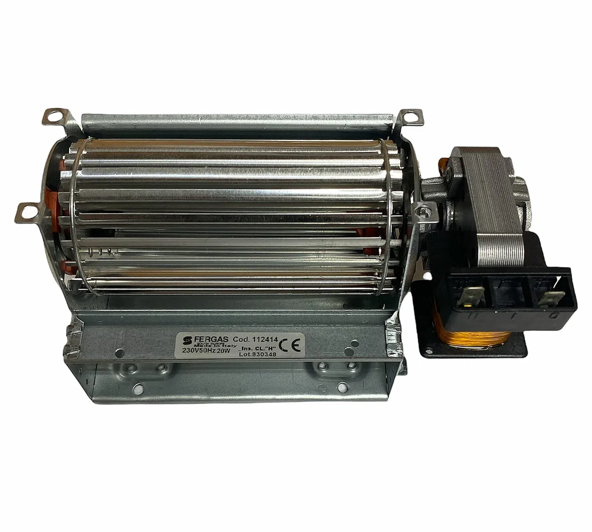 ERICAMBI, Ventilador tangencial para estufas de pellets TGA 60/1-120/15 Emmevi - Fergas 112414, diámetro del ventilador 60 mm, tamaño de la boquilla: 124 x 40 mm, longitud total 185 mm