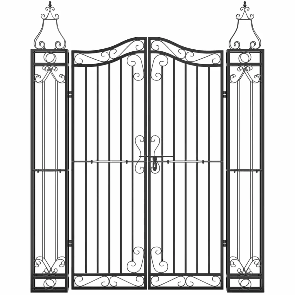 vidaXL Puerta de jardín de Hierro Forjado Negro 121x8x150 cm, Puerta de Hierro Forjado, Puerta de Valla, Puerta metálica, Puerta metálica jardín