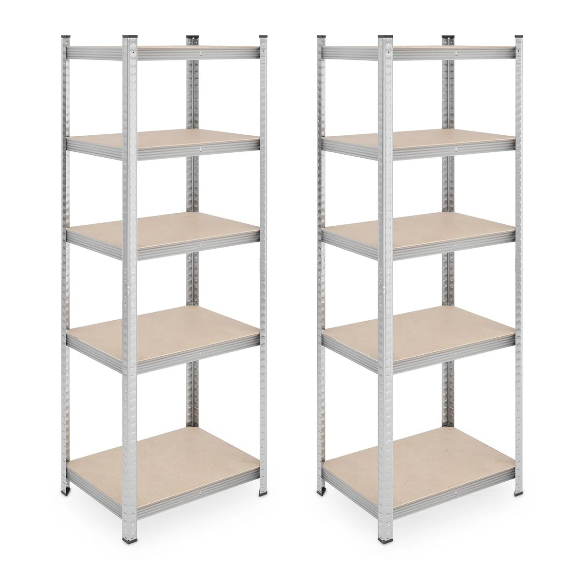 Relaxdays Set de 2 Estanterías Metálicas, Resiste 500 kg, Acero, Cargas Pesadas, Sótano, 180 x 60 x 45 cm, Plateado