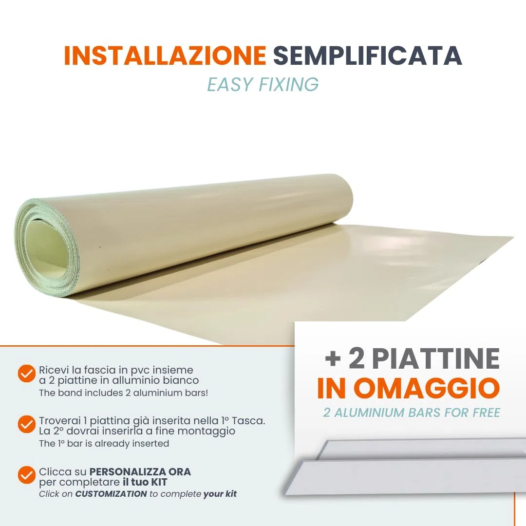 TENDAGGIMANIA Bandas de PVC de 650 gr/m2 para Cobertura de Estructura, Pergola - Medida 75 cm x 600 cm - Color Blanco