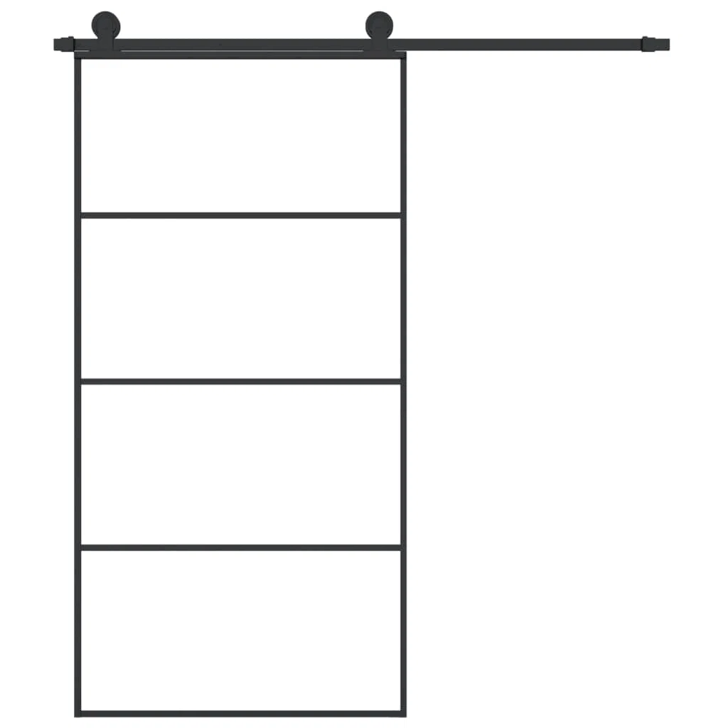 Puerta Corredera de Cristal con Set Herrajes Accesorio Puertas Interior Puerta corredera ESG Vidrio y Aluminio Puertas Interior Cristal para Sala de Estar Salón Habitación-102.5 x 205 cm