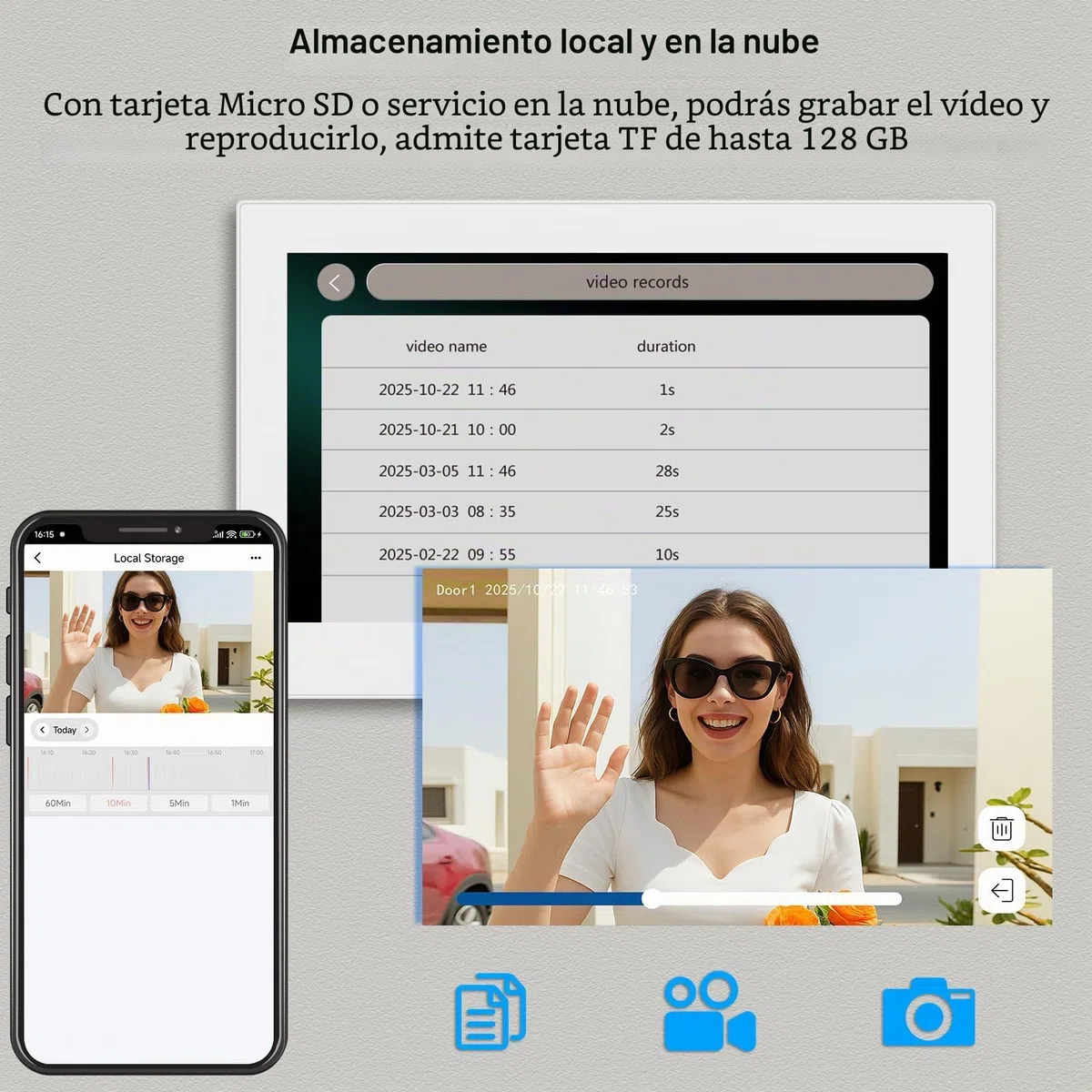 Videoportero WiFi Tuya 2 Hilos 7" RFID Visión Nocturna