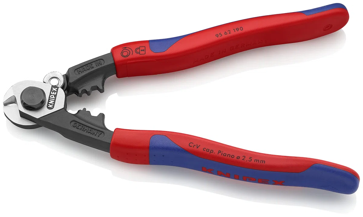 KNIPEX Cortacables para cable trenzado forjado con mangos multicomponente 190 mm, 95 62 190