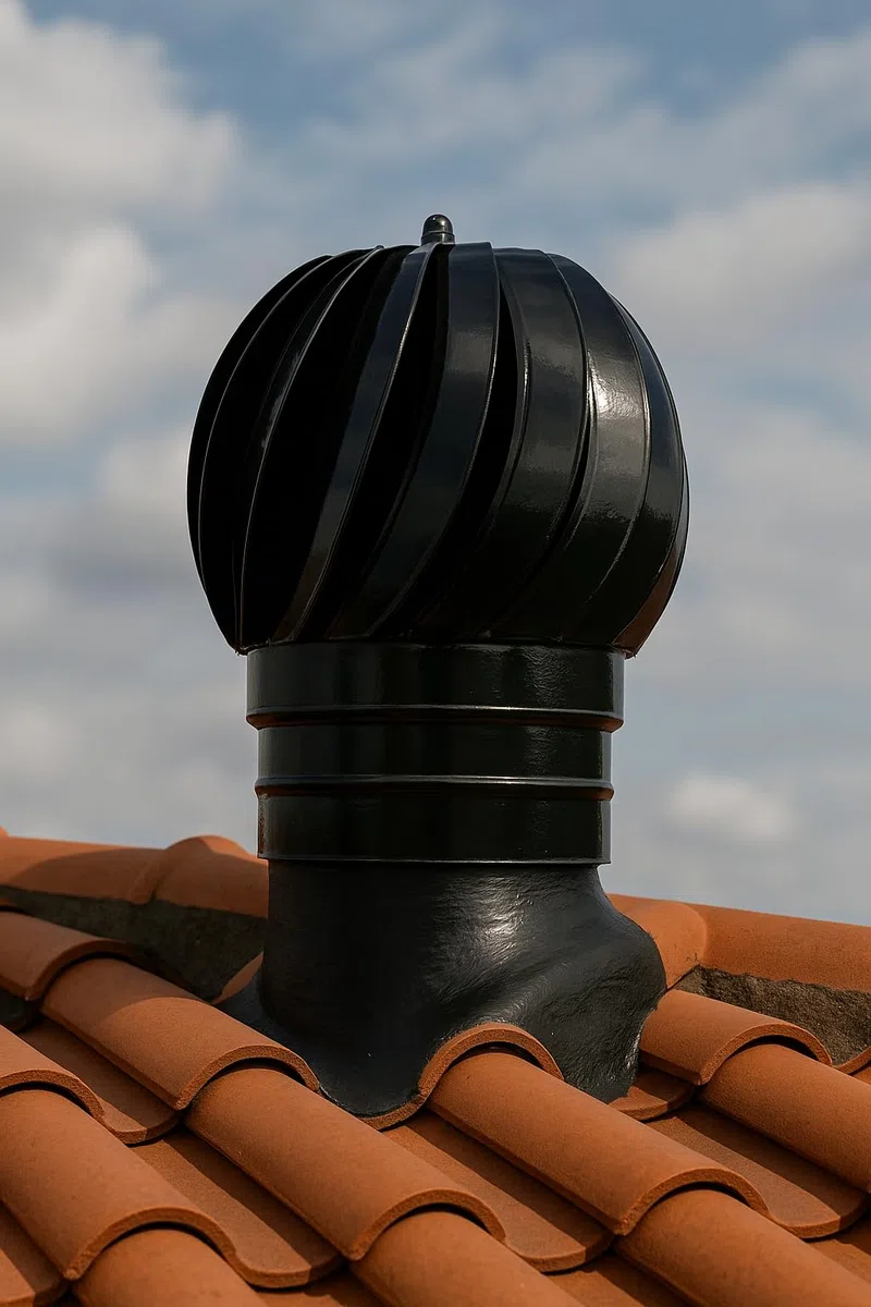Sombrero para chimenea y estufas Extractor de humos Giratorio color Negro vitrificado diámetro 200mm