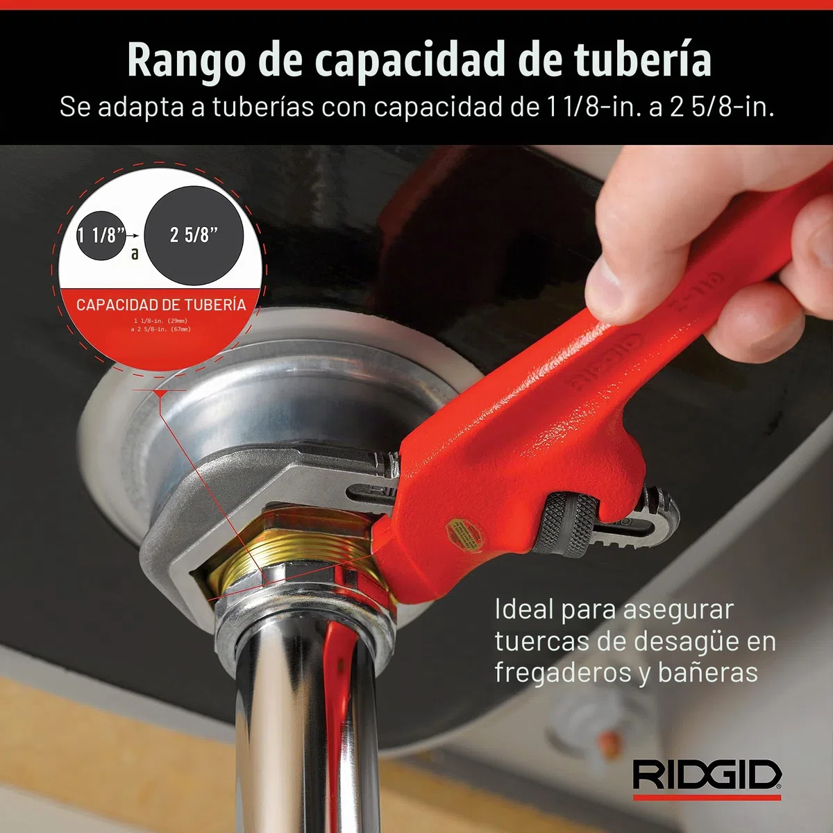RIDGID 31305 Modelo E-110 Llave hexagonal, Llave hexagonal de ajuste transversal de 9 1/2 pulgadas